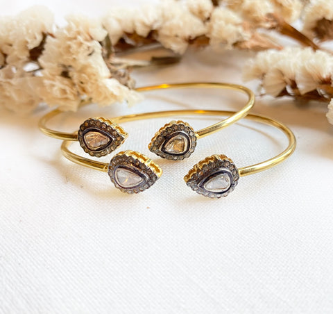 ON SALE - Polki bangles in silver and gold