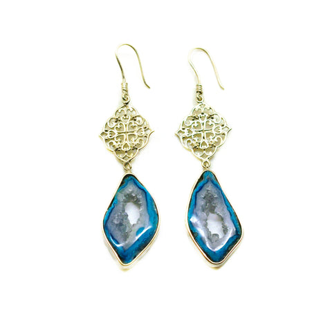 SOLD -NEW Druzy earring Blue 1