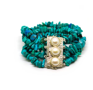 ON SALE (Clearance) - Pearl and Turquoise bracelet 2