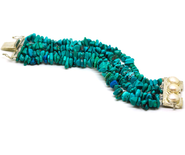 ON SALE (Clearance) - Pearl and Turquoise bracelet 2
