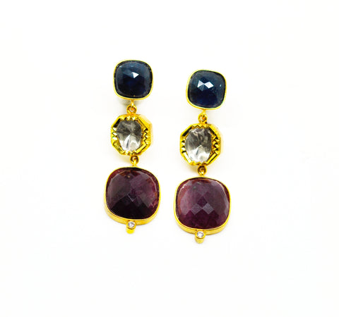 SOLD - NEW Blue Sapphire & Ruby earring