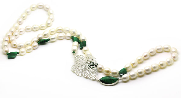 SOLD - 20 in 2020 - Pearl and Malachite necklace