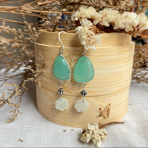 SOLD -On Sale - Jade and Green Chalcedony earrings