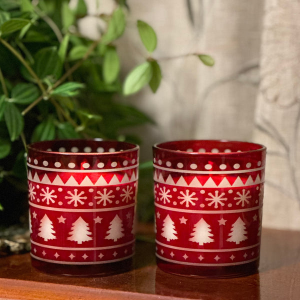 Red Christmas glass candles