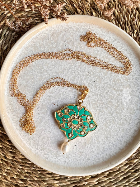 NEW Polki and Turquoise Pendant