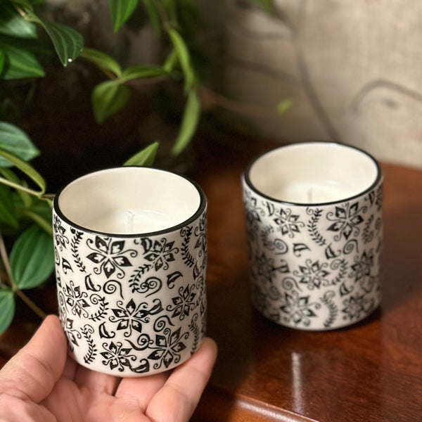 Black and White Tea Cup Candles