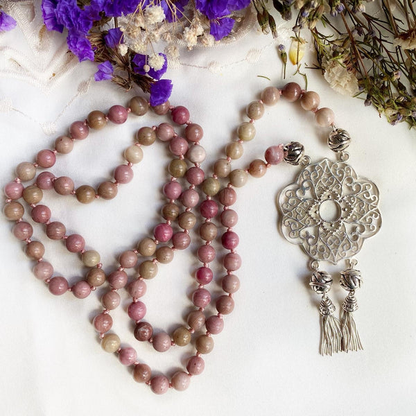 Rhodochrosite filigree necklace