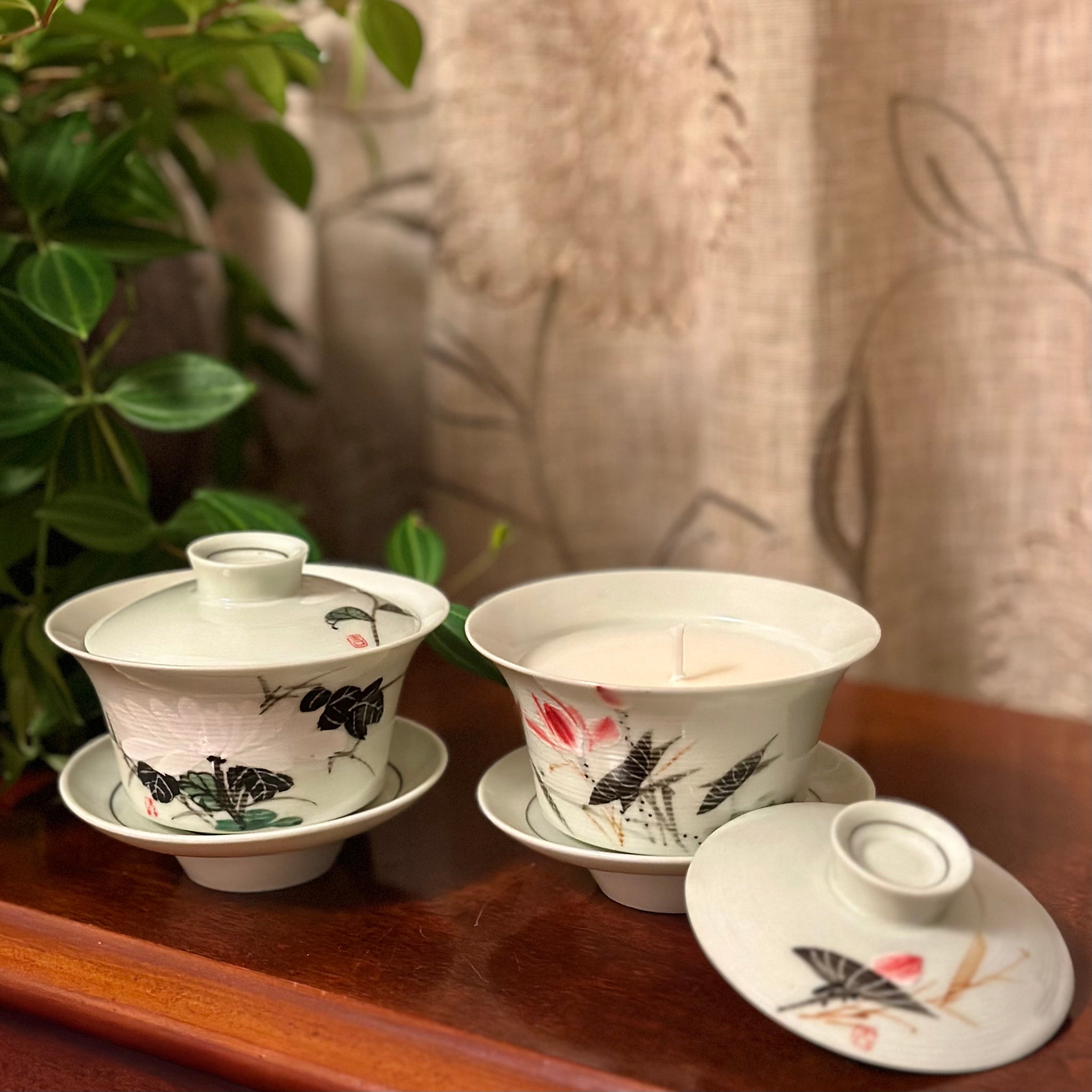 Chinese Tea Cup Candles (with lids)