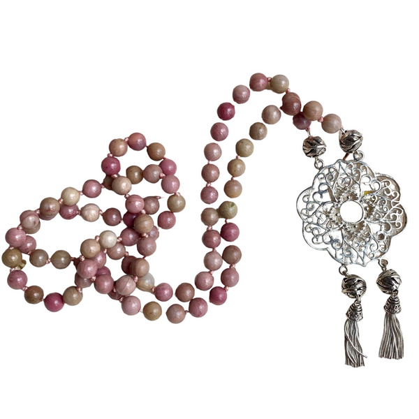 Rhodochrosite filigree necklace