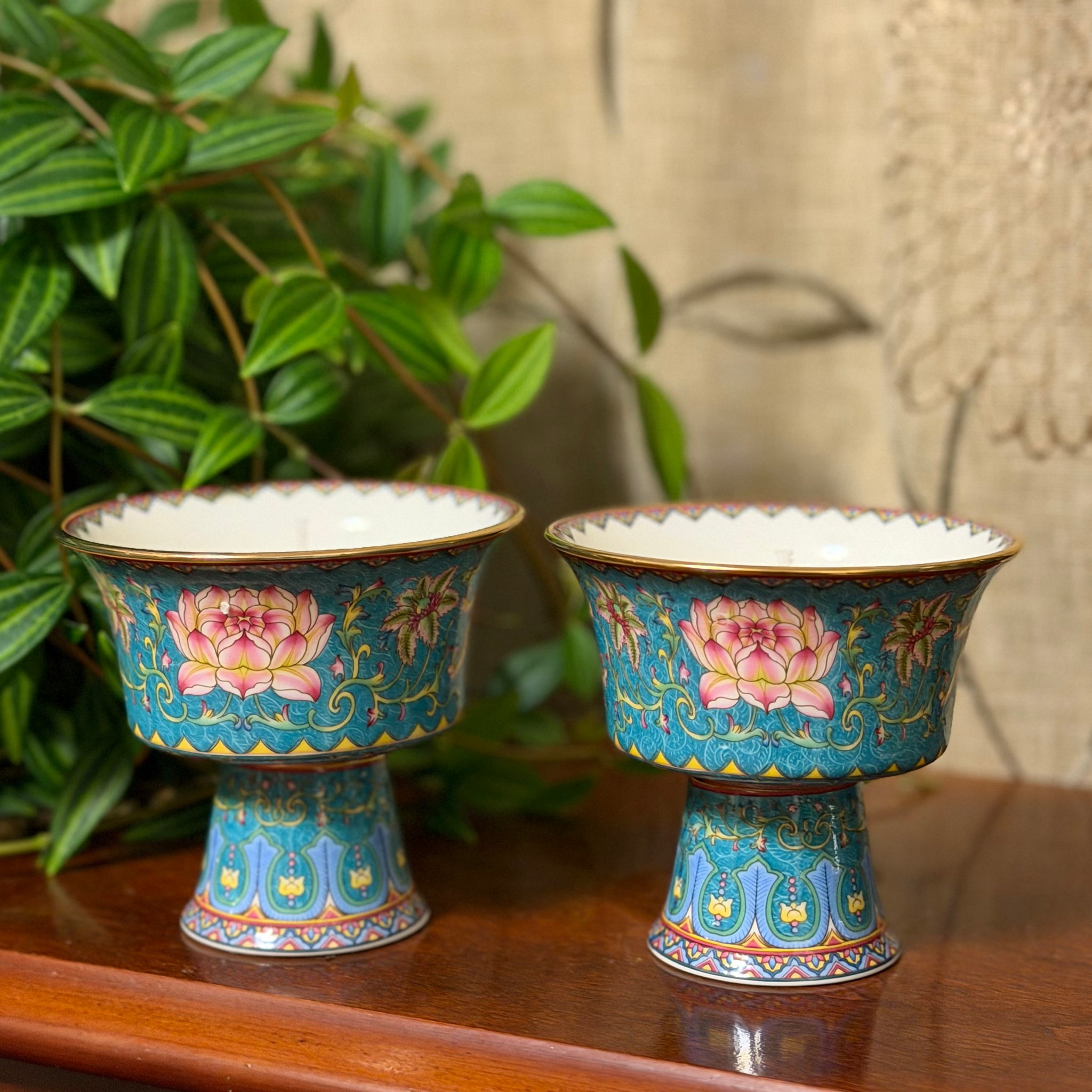 Blue Lotus Bowls with a stand