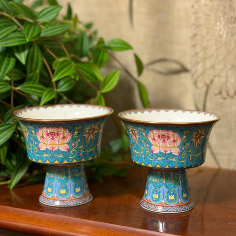 Blue Lotus Bowls with a stand