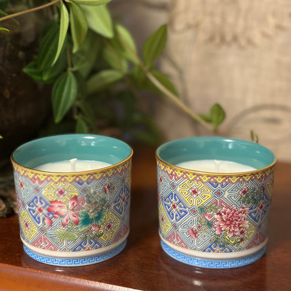 Green intricate teacups