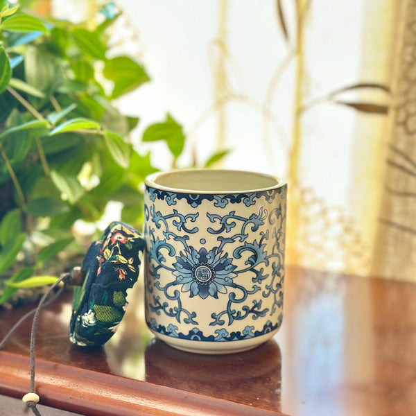 New - Blue & White Tea Jar Candle