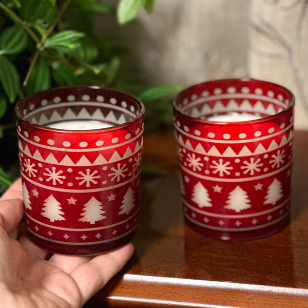 Red Christmas glass candles