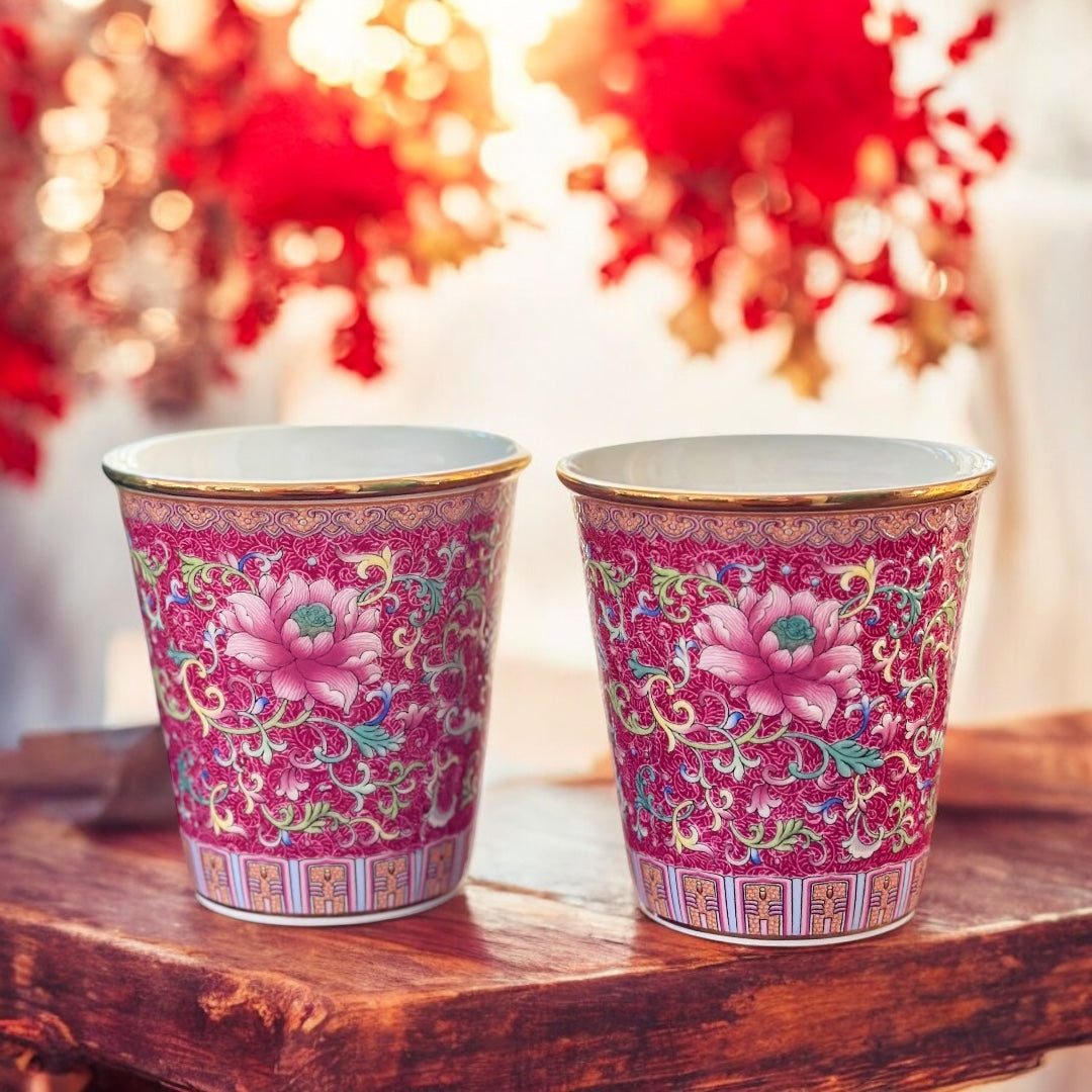 New - Pink Flower Candles in Glasses