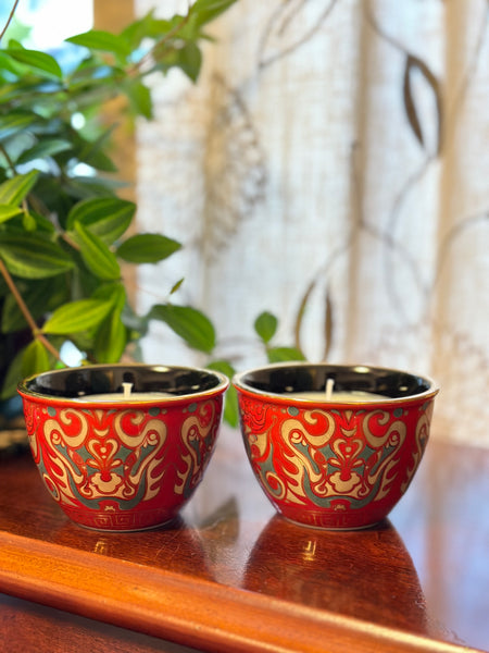 Red and Black Tea Cup Pair