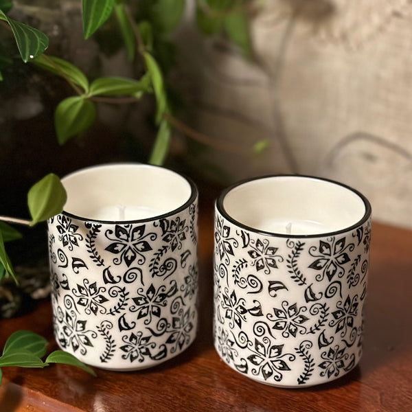 Black and White Tea Cup Candles