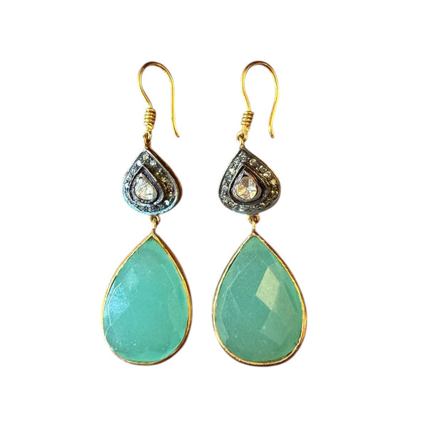 Chalcedony and Polki earrings