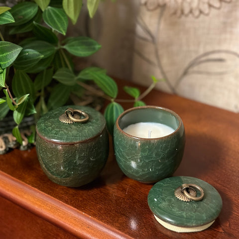 SOLD - Mini Green Jar with Lid