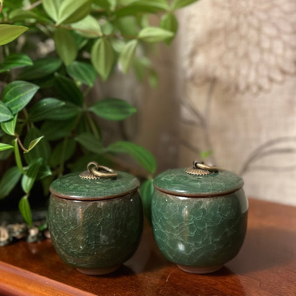 SOLD - Mini Green Jar with Lid