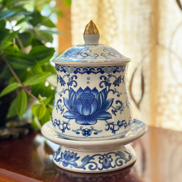 SOLD - Blue & White Lotus Jar