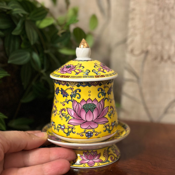Yellow Lotus Jar with Lid