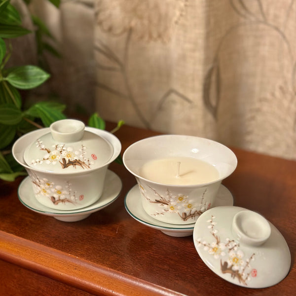 SOLD - Chinese Tea Cup Candles (with lids) 2