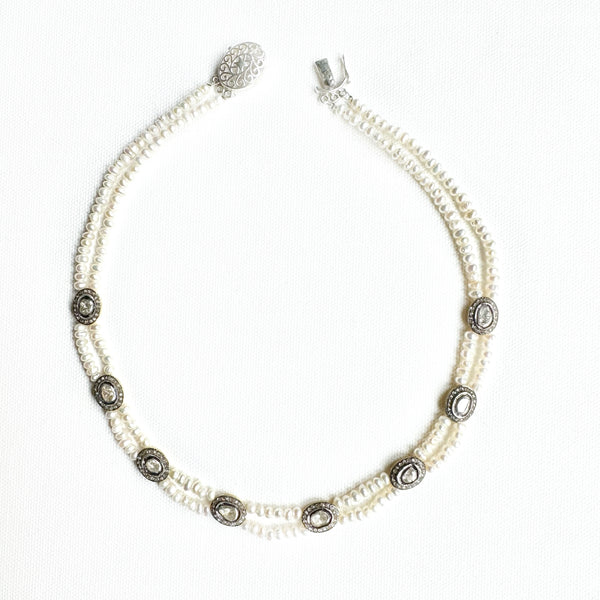 NEW - White Pearl & Polki Necklace