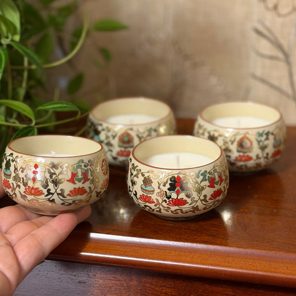 Chinese design tea cup candles - Set of 6