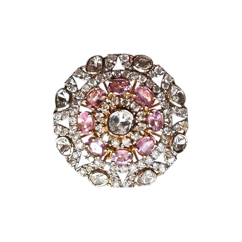 NEW- Pink Sapphire, Polki and Diamond Ring