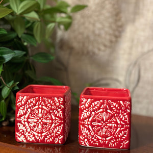 SOLD - Red Snowflake Candles