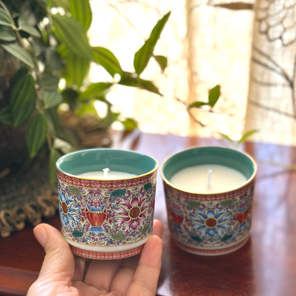 Green intricate teacups
