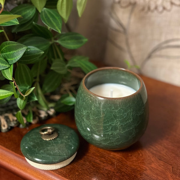 SOLD - Medium Green Jar with Lid