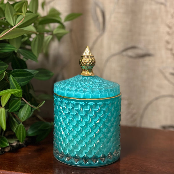 Teal Glass Jar