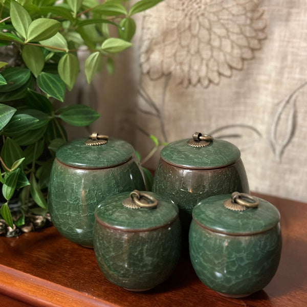 SOLD - Mini Green Jar with Lid