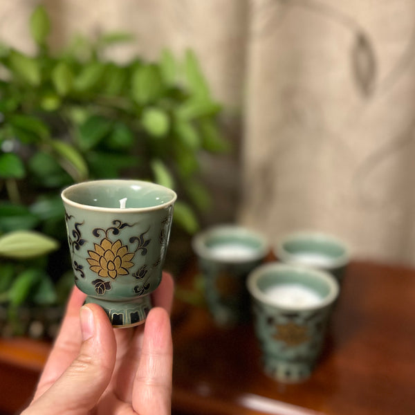 Miniature Tea Cup Candles - Green