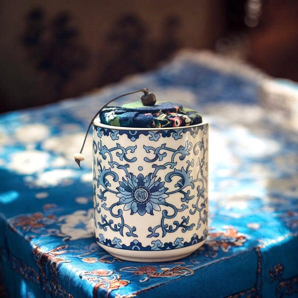 New - Blue & White Tea Jar Candle 2