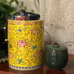 Yellow Tea Jar with candle
