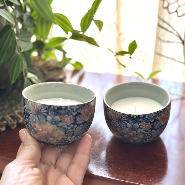 Blue Flower Chinese porcelain candles
