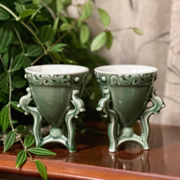 Green Chinese Tea Cup Candles