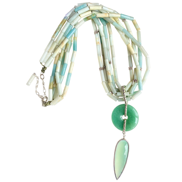 Amazonite, Jade & Green Chalcedony necklace
