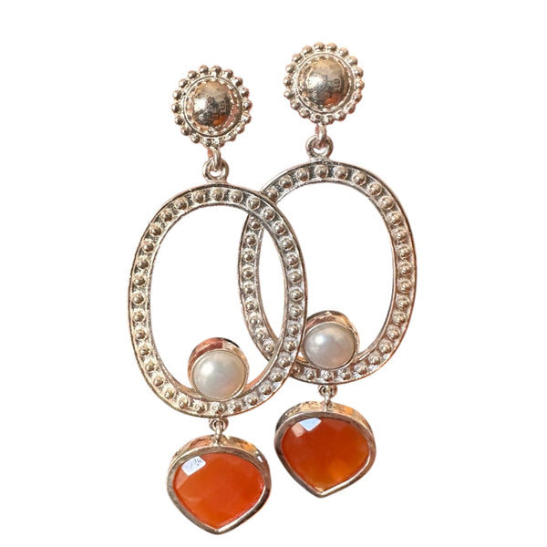 NEW - Carnelian and Pearl Earring