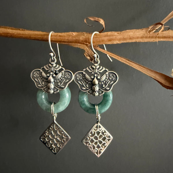 Jade Butterly Filigree Earring 2