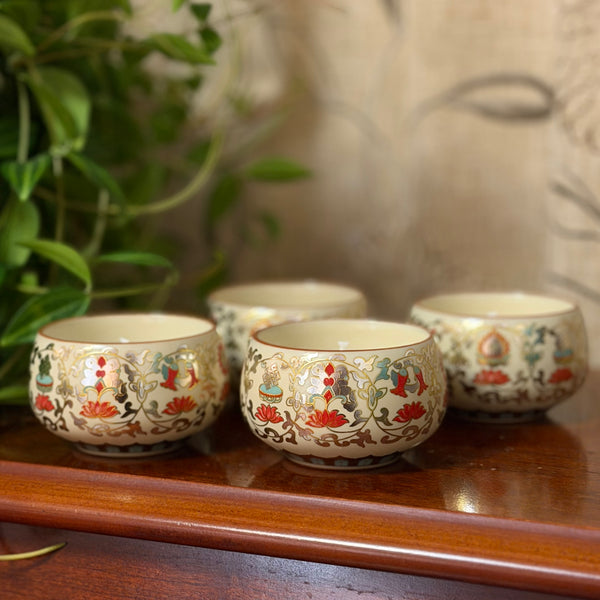 Chinese design tea cup candles - Set of 6