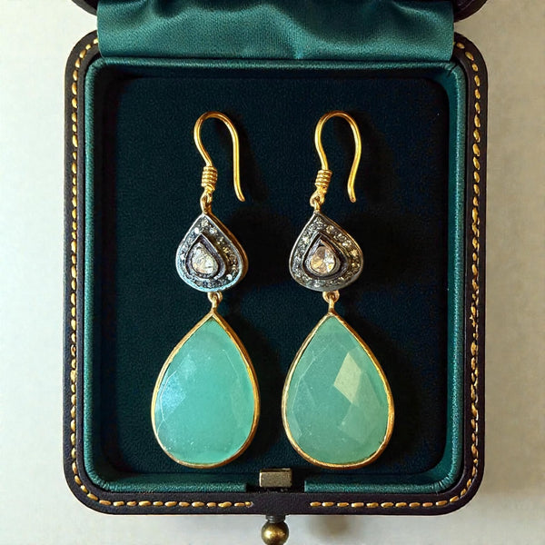Chalcedony and Polki earrings
