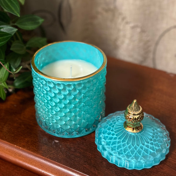 Teal Glass Jar