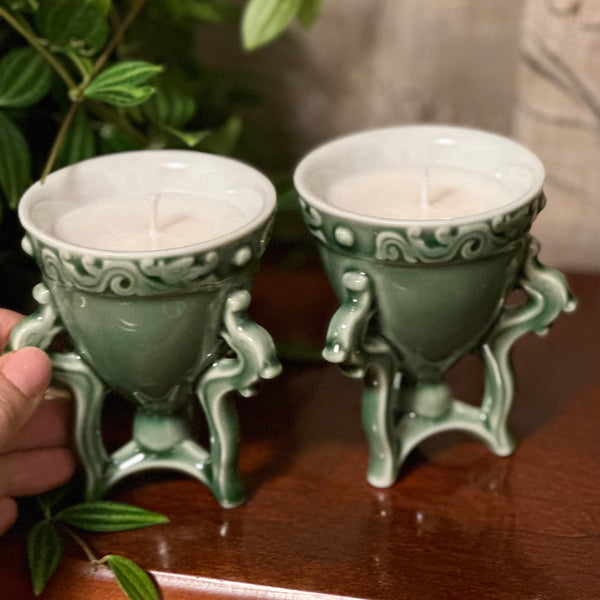 Green Chinese Tea Cup Candles