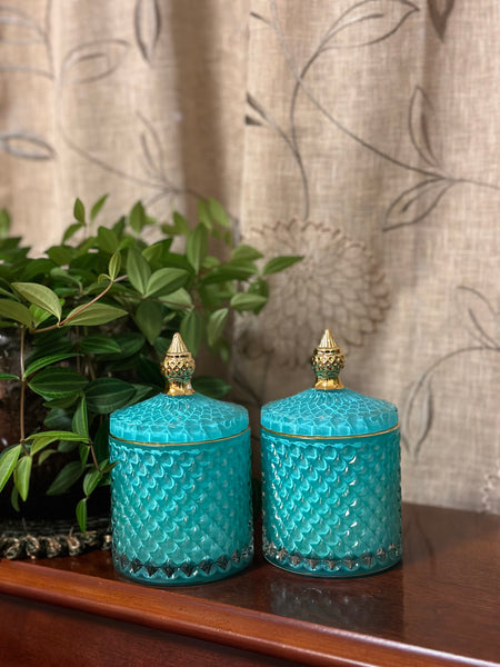 Teal Glass Jar