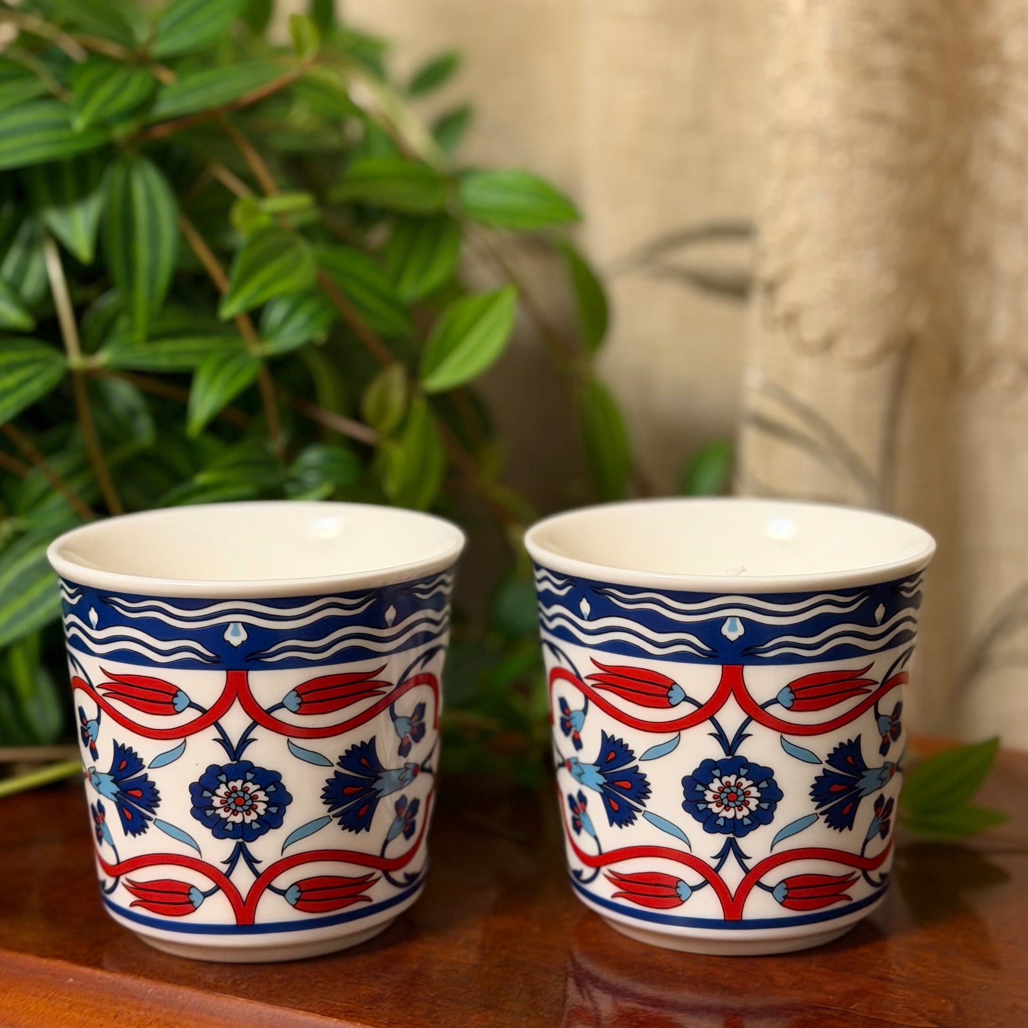 Blue & Red Moroccan Design Tea Cups