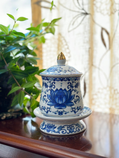 SOLD - Blue & White Lotus Jar